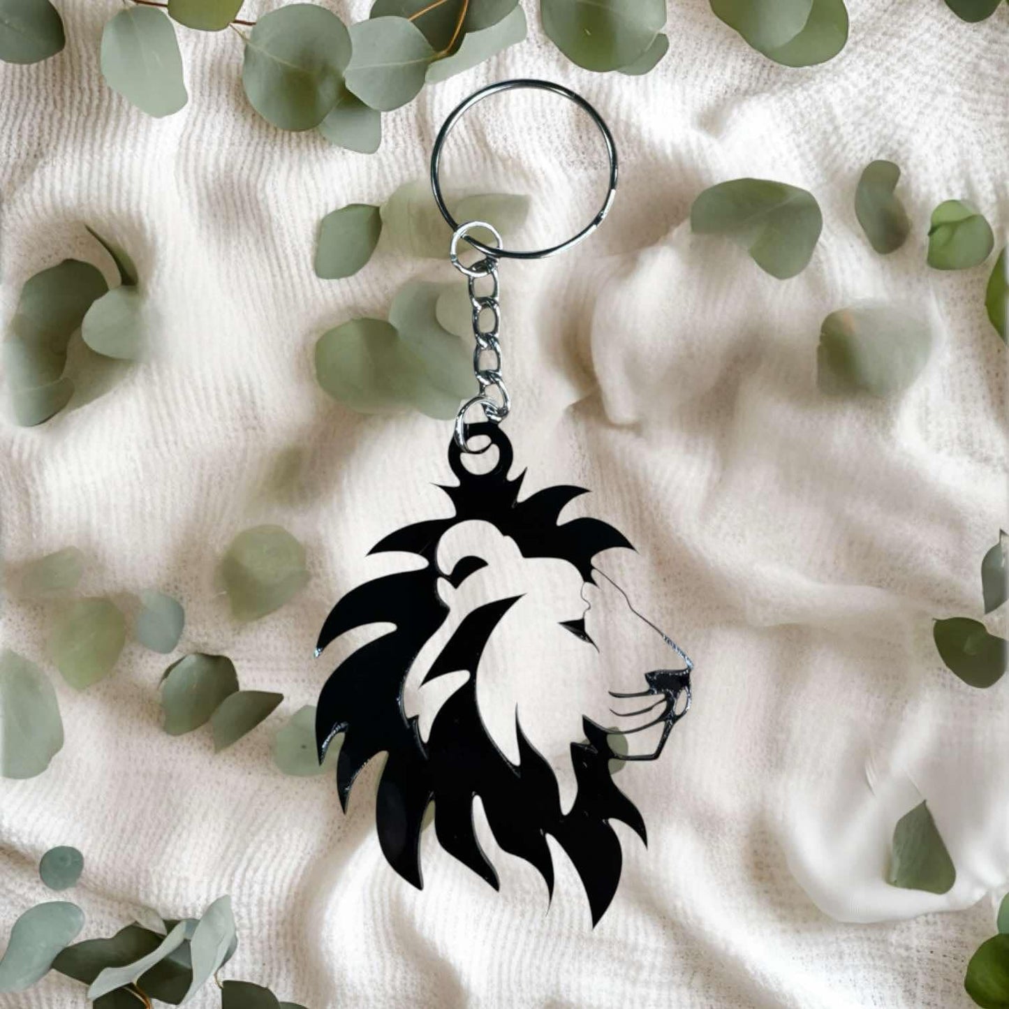 Fierce Lion Silhouette Keychain