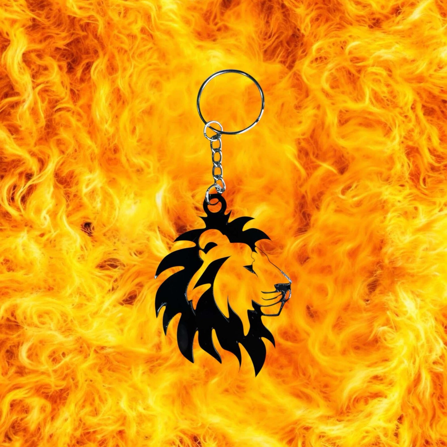 Fierce Lion Silhouette Keychain