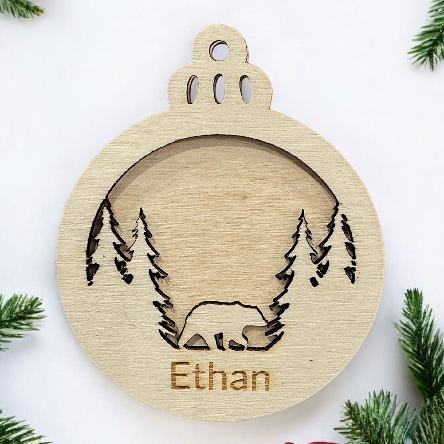 Double Layer Forest Bear Ornament (Set of 6)