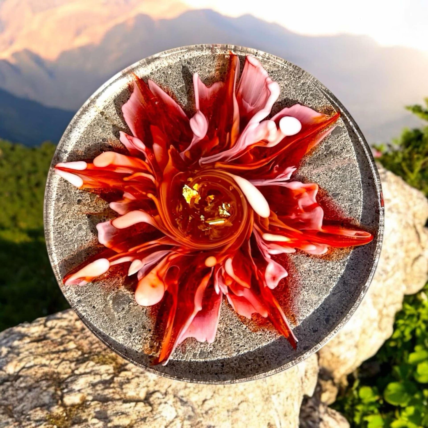 Fiery Bloom Resin Coaster