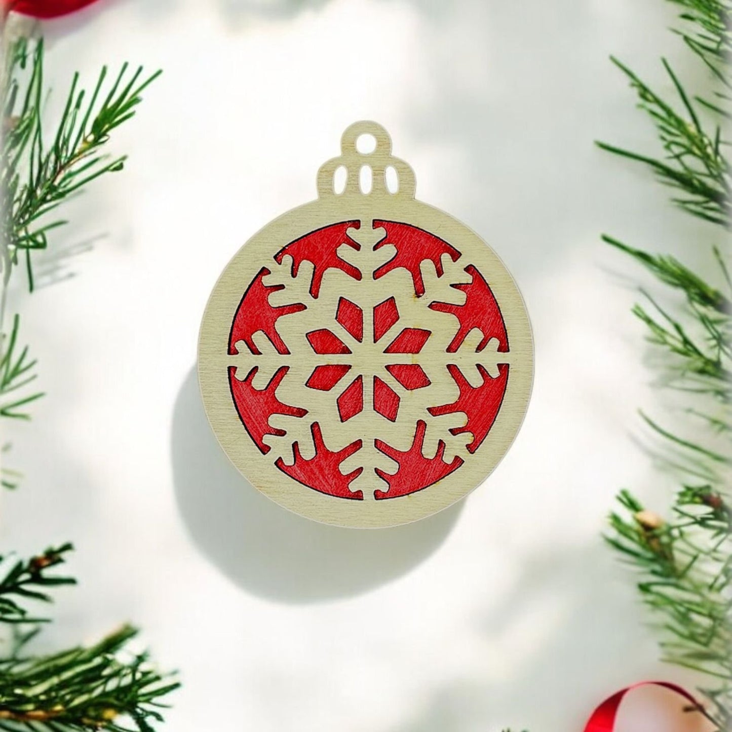Snowflake Wooden Ornament (Set of 6)