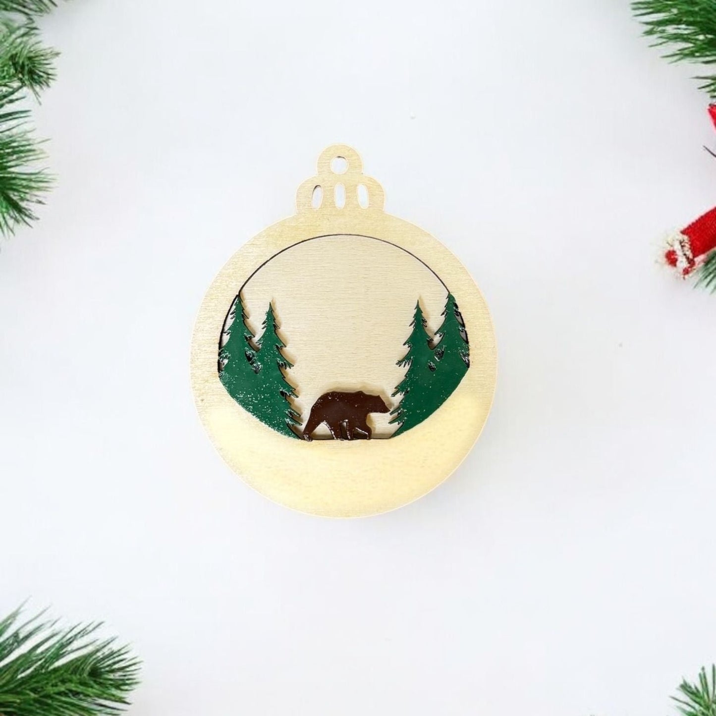 Double Layer Forest Bear Ornament (Set of 6)