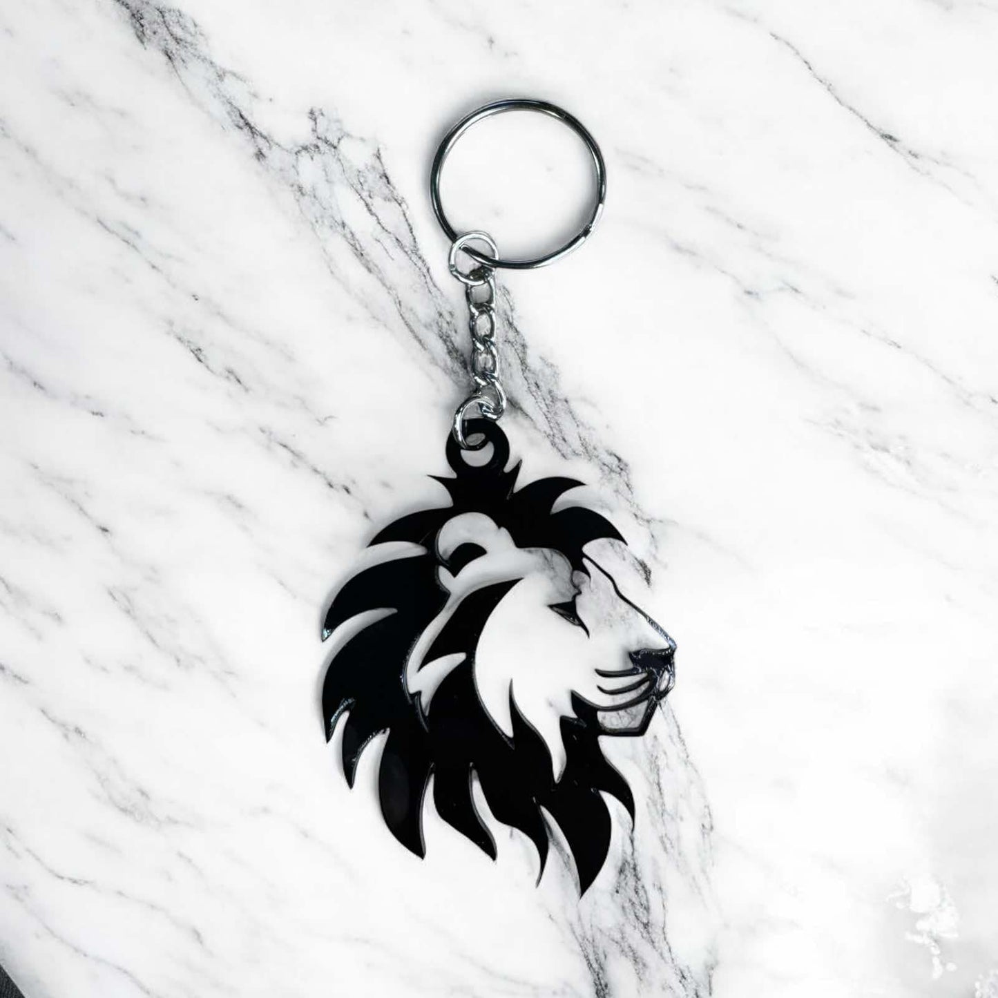 Fierce Lion Silhouette Keychain