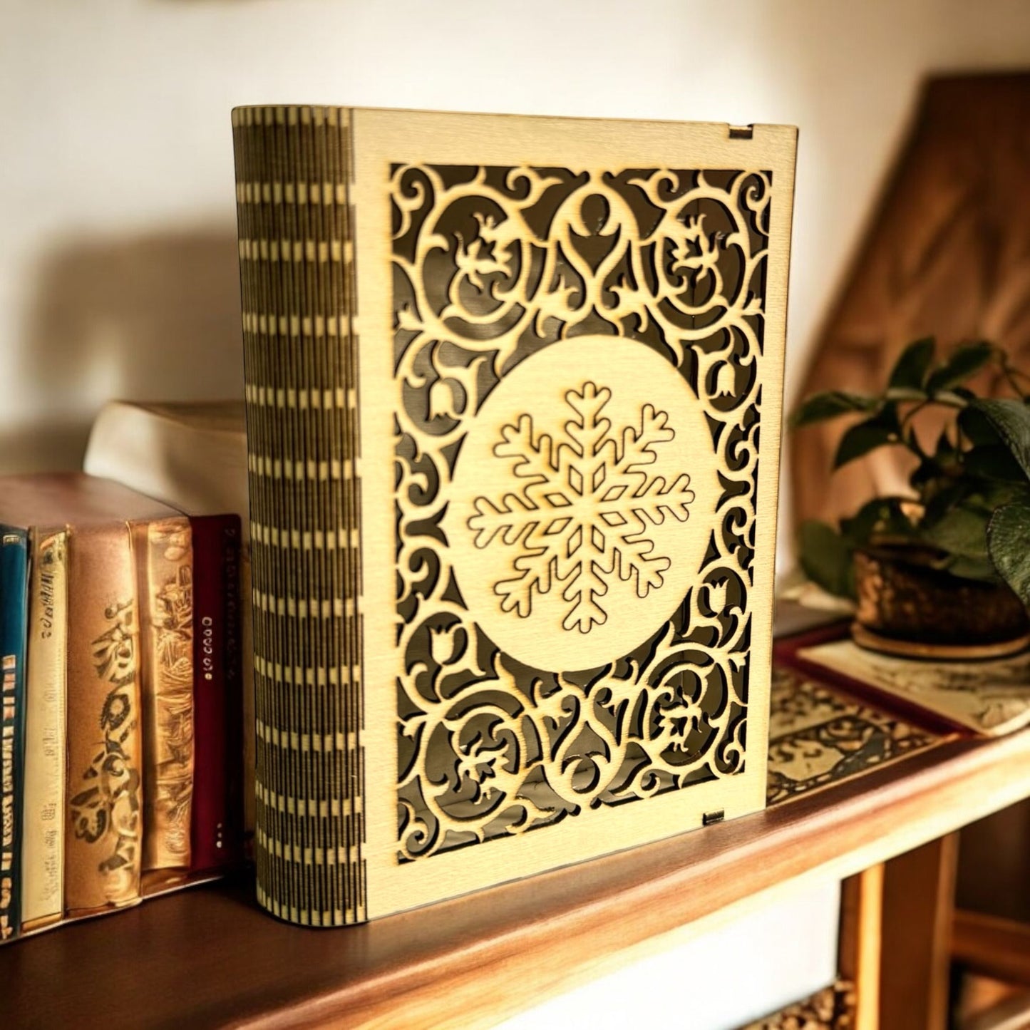 Mini Intricate Snowflake Wooden Book