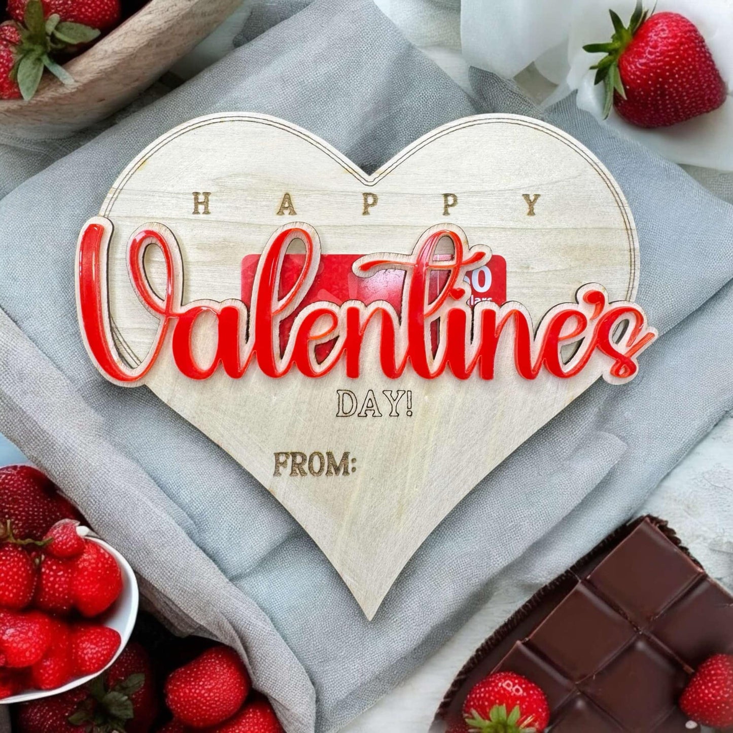 Rustic Happy Valentine's Day Gift Card Holder