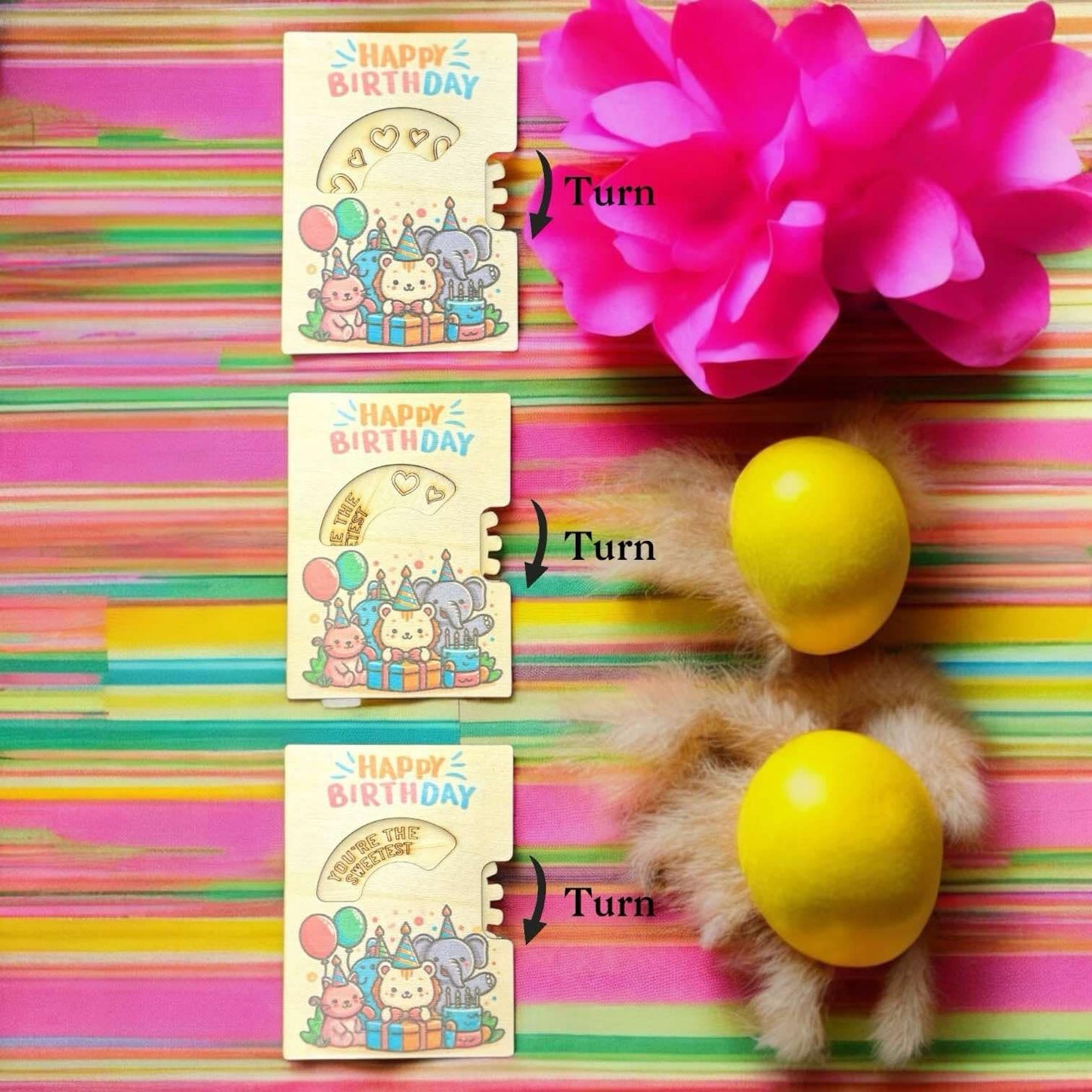 Animal Birthday Turnable Birthday Card