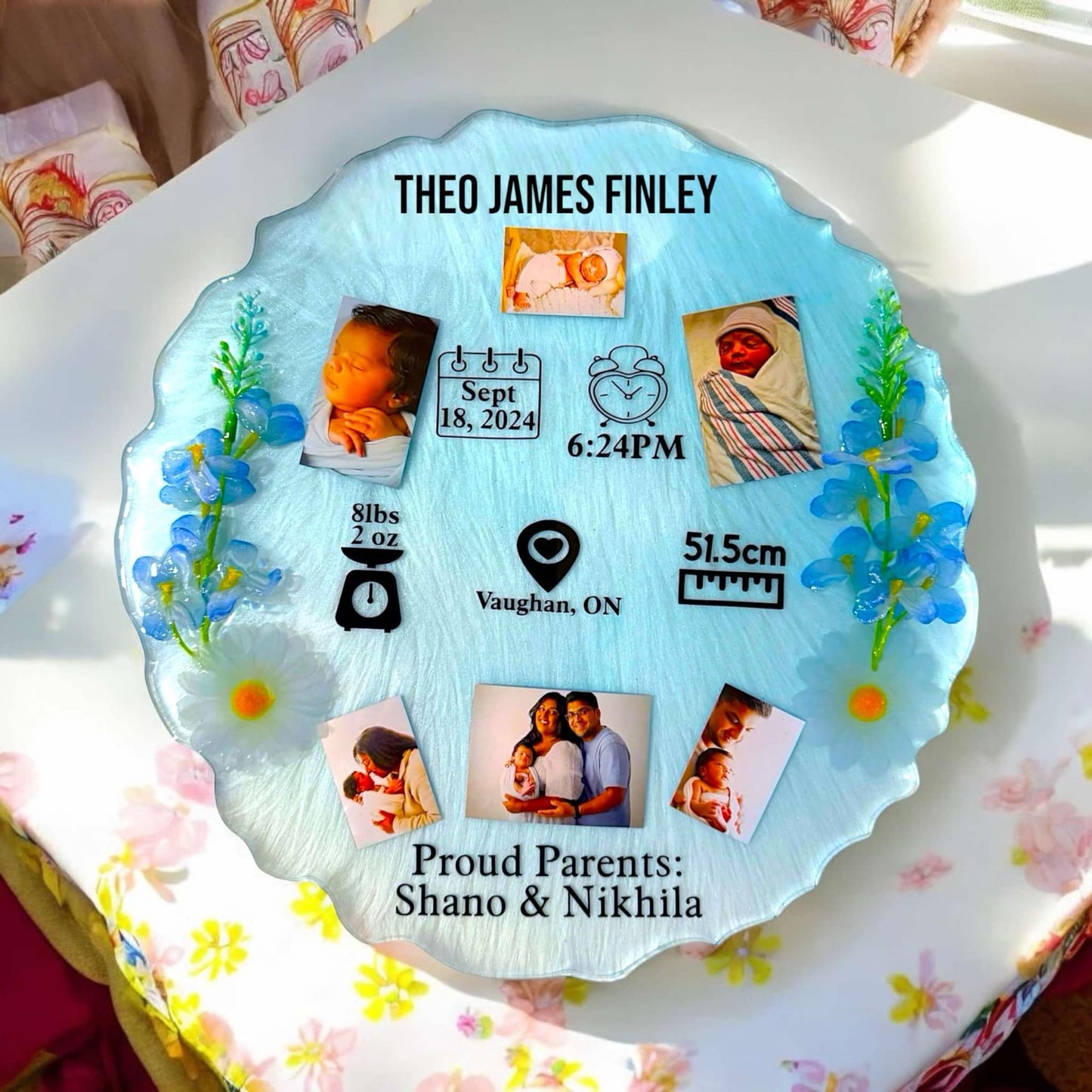 Resin Baby's Birth Memory Plaque