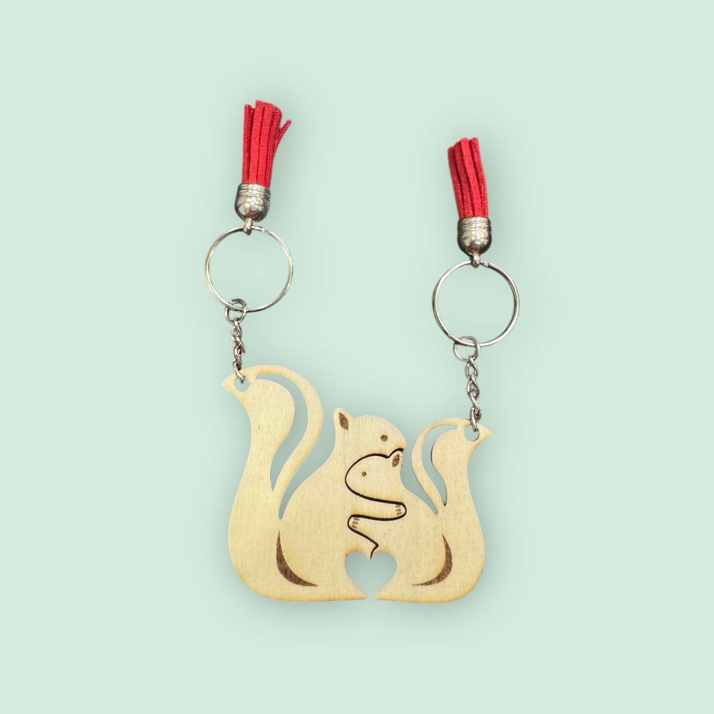 Hugging Squirrel Couple Keychains