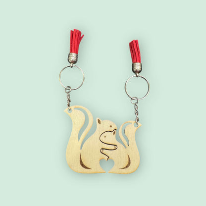 Hugging Squirrel Couple Keychains
