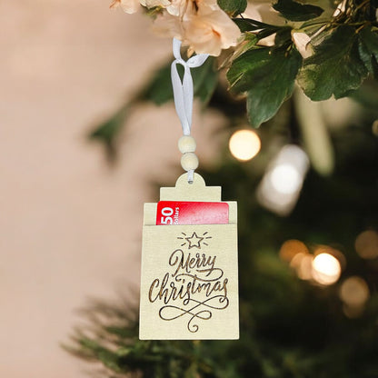 Merry Christmas Ornament Tag Gift Card Holder