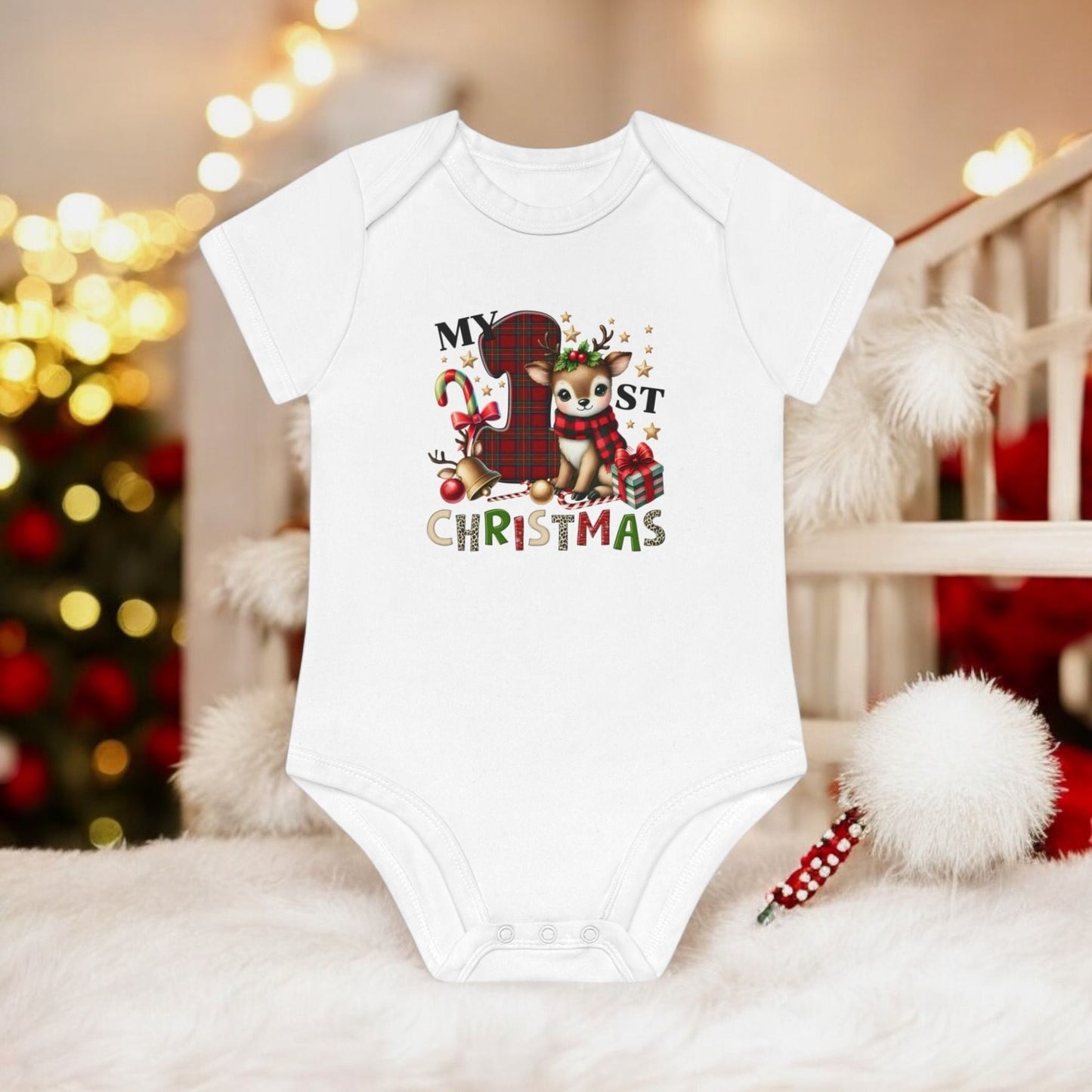 First Christmas Plaid Onesie