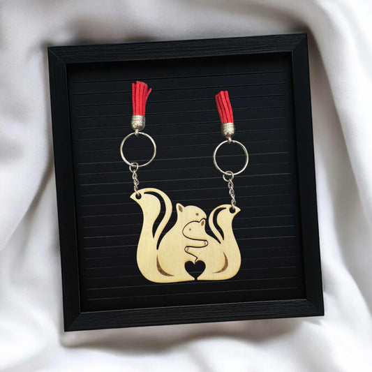 Hugging Squirrel Couple Keychains