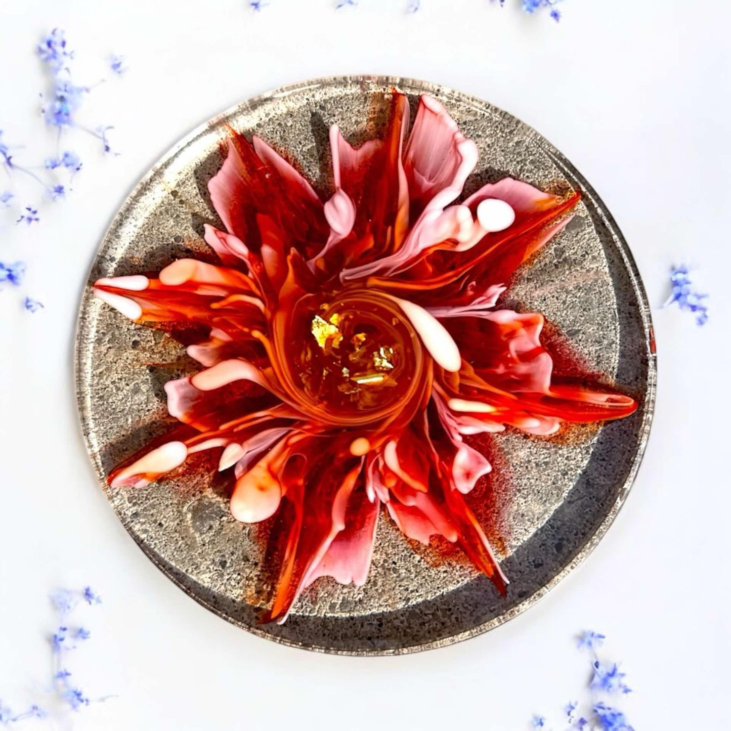 Fiery Bloom Resin Coaster