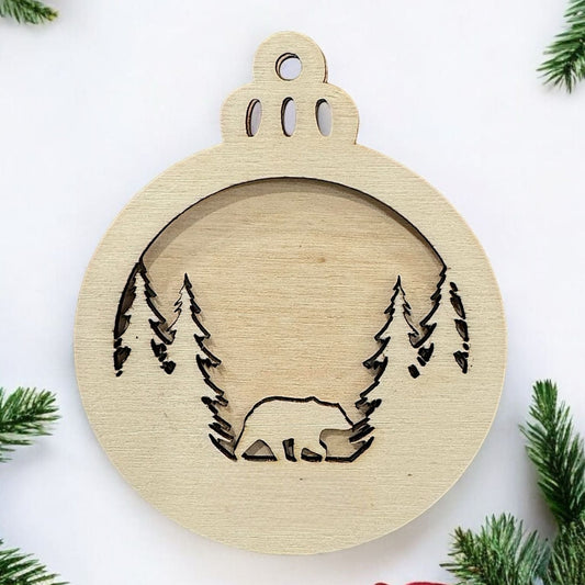 Double Layer Forest Bear Ornament (Set of 6)