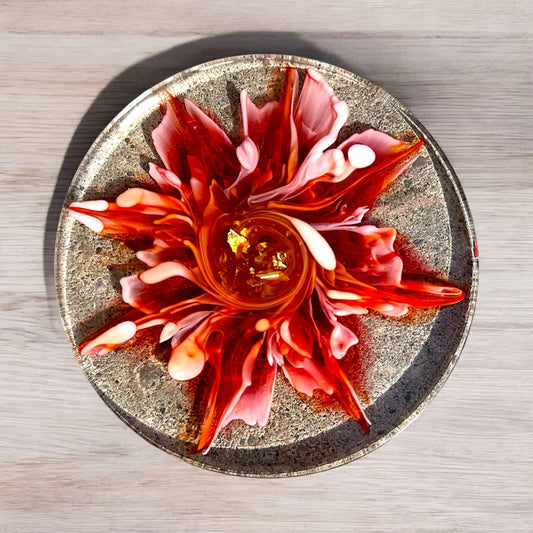 Fiery Bloom Resin Coaster