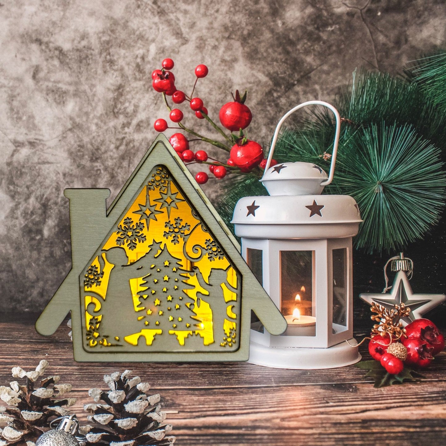 Children Christmas Tree Light Shadow Box