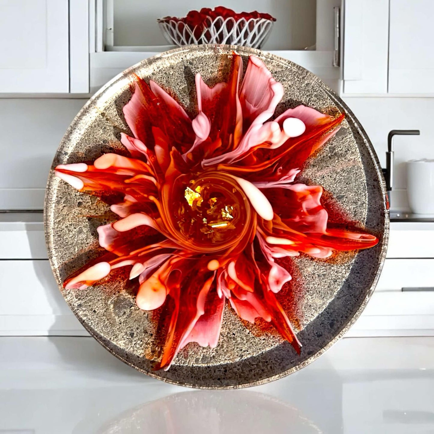 Fiery Bloom Resin Coaster