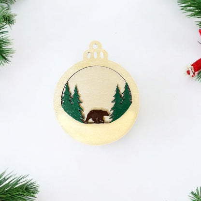 Double Layer Forest Bear Ornament (Set of 6)