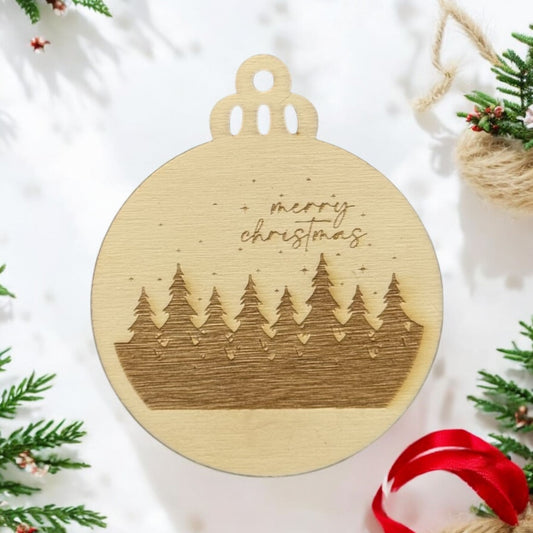 Engraved Merry Christmas Forest (Set of 6)