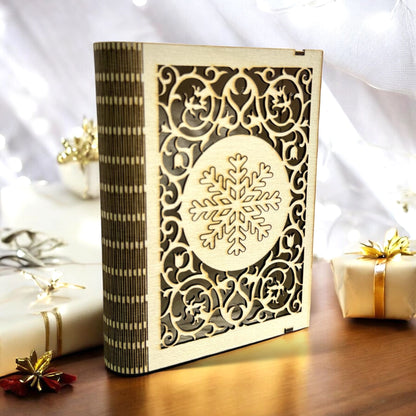 Mini Intricate Snowflake Wooden Book