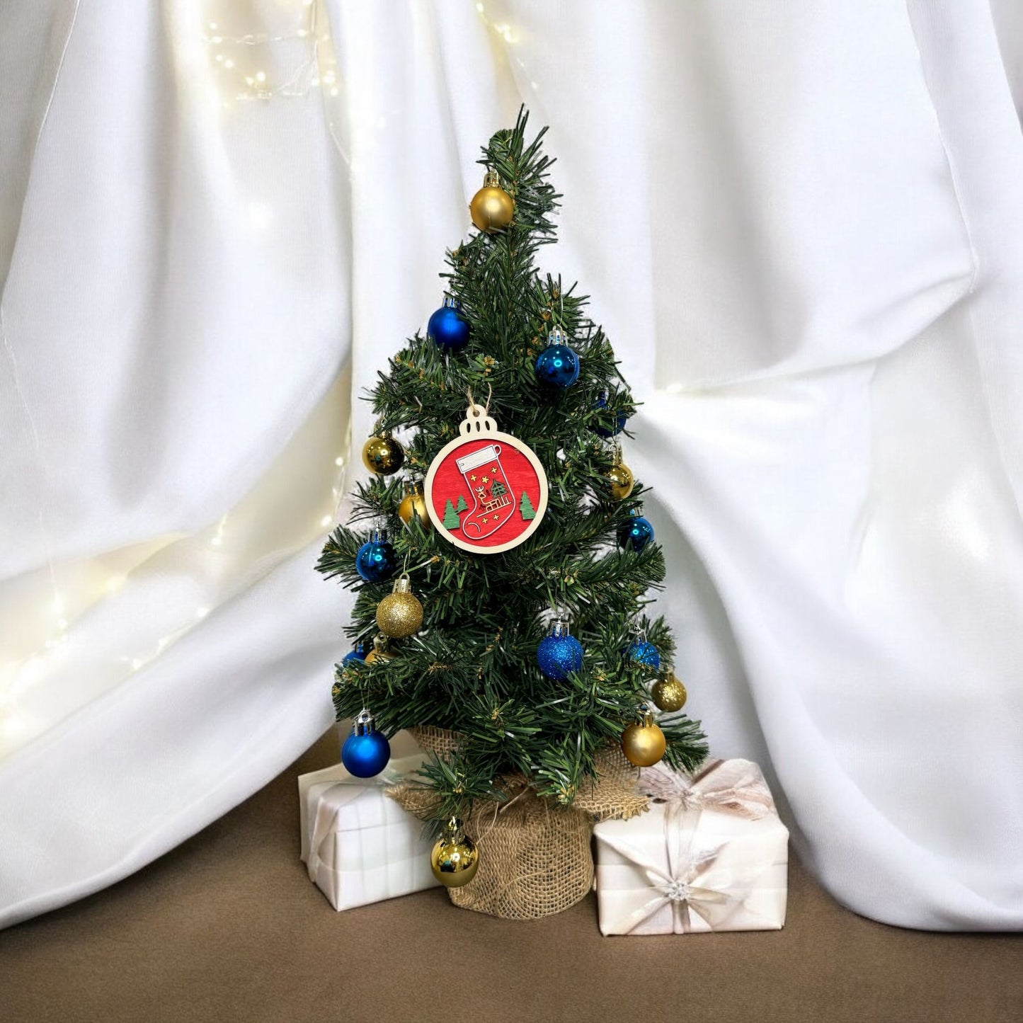 Double Layered Reindeer Stocking Ornament (Set of 6)