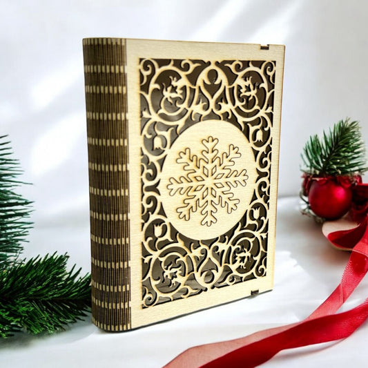 Mini Intricate Snowflake Wooden Book