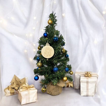 Engraved Cartoon Santa Wooden Ornament (Set of 6)